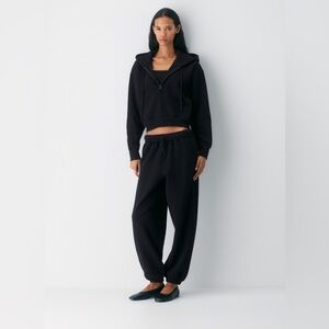 Aritzia TNA Black Sweatpants and Zip Hoodie Set